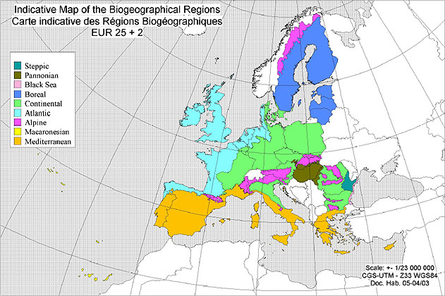 cartina delle regioni biogeografiche